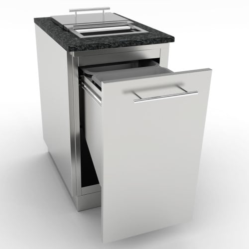 CAD Drawings BIM Models Sunstone Metal Products 18” Trash Drawer Cabinet w/Two Top Loading Bins (SBC18STRD)