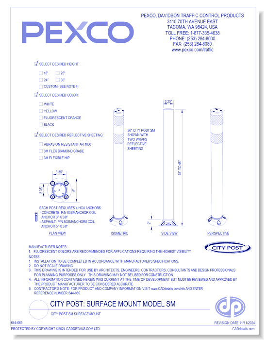 City Post - Pexco, Davidson Traffic Control Products - CADdetails