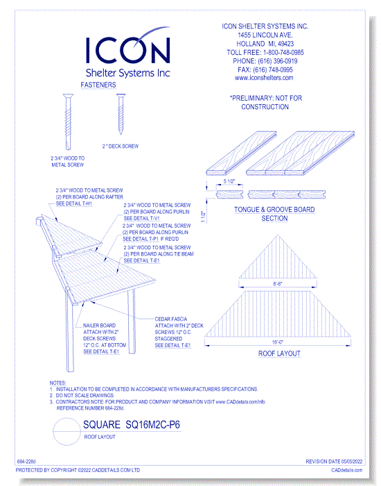 Square SQ16T2C-P6 - Roof Layout