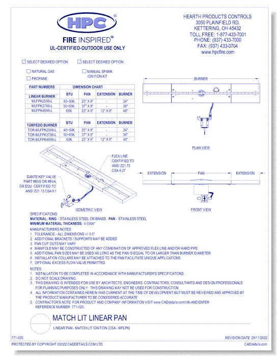 Linear Pan - Match Lit Ignition