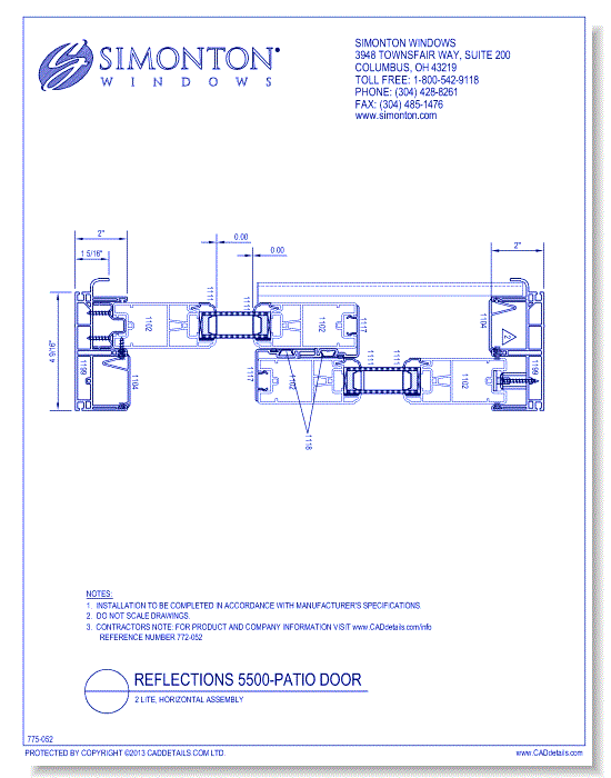 Reflections 5500 - Patio Door, 2 Lite, Horizontal Assembly