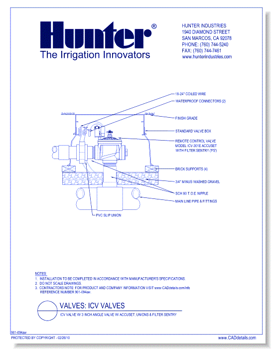 ICV-301EA - ICV Valve w/ 3 Inch Angle Valve w/ Accuset, Unions & Filter Sentry