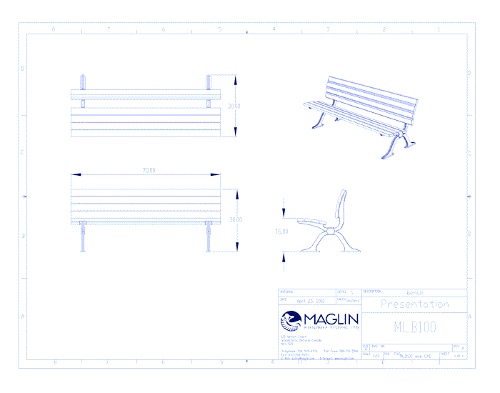 MBE-0100-00114 Bench (MLB100-W)