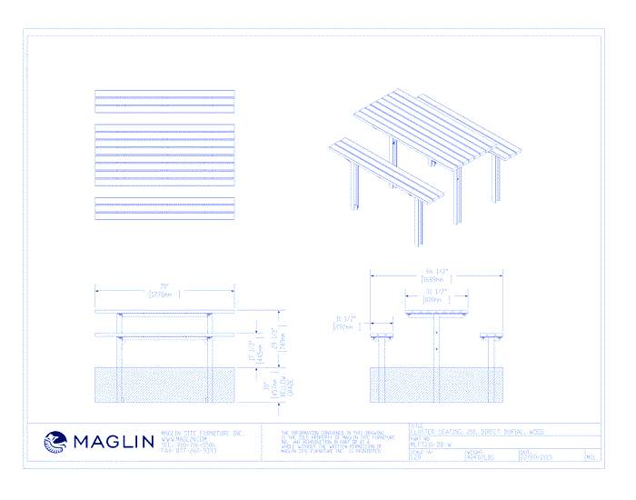 MTB-0210-00017 Picnic Table (MLPT210-DB-W)