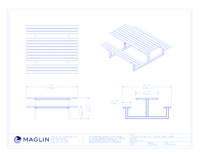 MTB-0210-00040 Picnic Table (MLPT210-S-W)