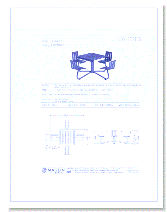 MTB-1100-00017 Picnic Table (MLPT1100-M)