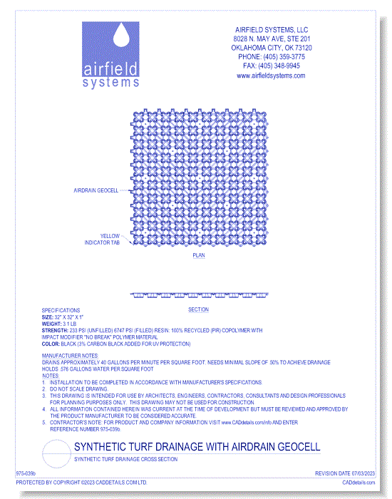 Synthetic Turf Drainage Cross Section